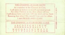 Channel 20 Club Card, Back (Courtesy of Dick Dyszel)