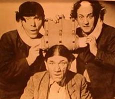 The Three Stooges (l to r; Moe, Shemp, Larry)