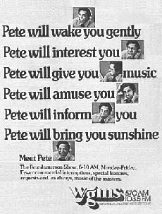 March 1977 Ad From Washingtonian Magazine for Pete's WGMS Radio show (Donated by Dave Statter)