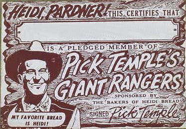 Pick Temple 's Giant Rangers Pledge Card (Front)