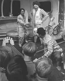 Willard Scott (as Ronald McDonald) visits Captain 20 (John Kallimonis) c. 1969